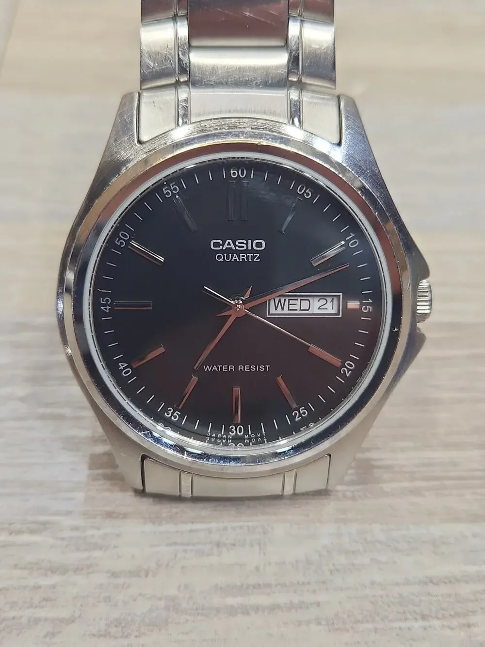 CASIO CLASSIC QUARTZ, 39MM, BLACK DIAL, Day/Date